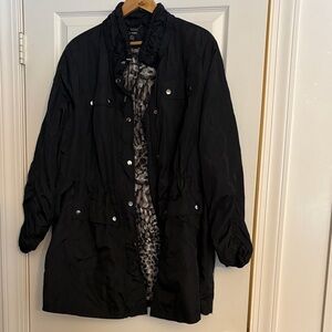 Alfani Black Utility Jacket with Animal Print Lining